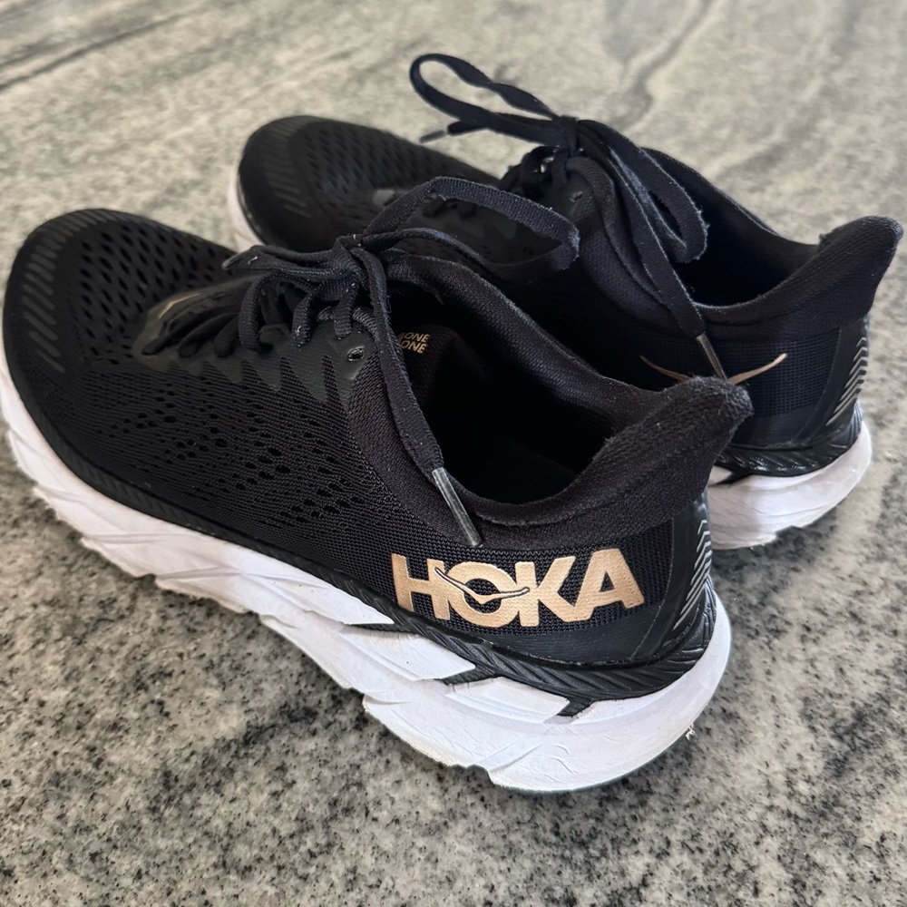 Hoka Black and White Athletic Sneakers